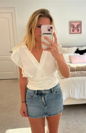 White Ruffle Top thumbnail 1