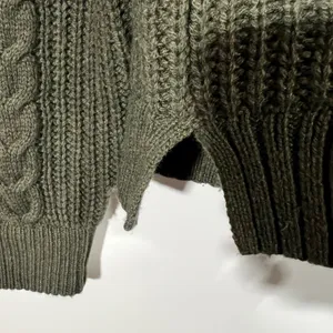 NWT J. Crew Olive Mockneck Cable Knit Sweater Wool Blend Sz Medium thumbnail 5