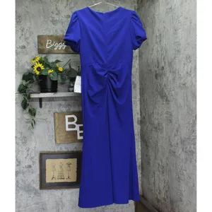 NWT Xscape Scuba Crepe V Neck Ruffled Puff Sleeve Dress Gown Marine Blue 14P thumbnail 5