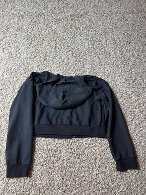 SheIn Black Zip-Up Cropped Hoodie thumbnail 3