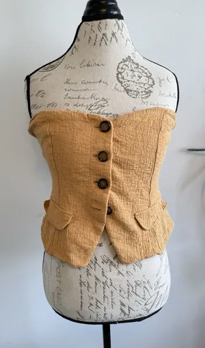 By Anthropologie Tailored Corset Button Front Tube Top Size M‎ thumbnail 1