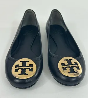 Tory Burch Black and Gold Reva Ballet Flats Size 6.5 M thumbnail 1