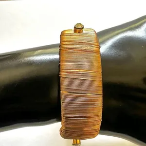 Gold tone wire wrapped bangle bracelet thumbnail 4