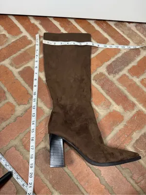Nine West Zeran Knee High Boots Brown faux suede Size 9 Block Heel Full Zip fall thumbnail 5