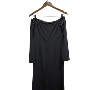Lulus Alluring Sophistication Black Off-the-Shoulder Maxi Dress size Large NWT thumbnail 7