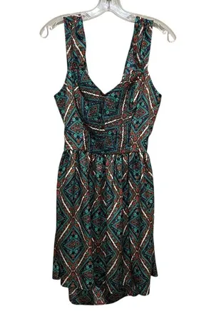 Band of Gypsies Aztec Print Back Tie Mini Dress Multicolor Women’s Size XL NWOT thumbnail 1