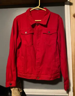 SheIn Red jean jacket thumbnail 1
