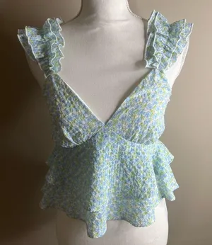 Lush small ruffle peplum top thumbnail 5