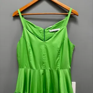 Trina Turk Bask Spaghetti Straps Scalloped Neck Midi Dress in Green 10 thumbnail 5