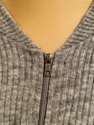 Gray Sweater Zip Up Jacket thumbnail 2