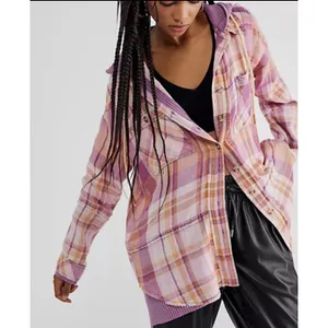 We The Free Free People Purple Creek Canyon Button Down Waffle Knit‎ Top thumbnail 10