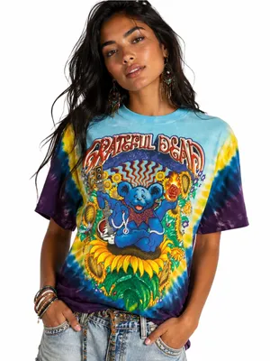 Liquid Blue Grateful Dead Guru Inspiration Bear Tie Dye T Shirt Medium M thumbnail 1