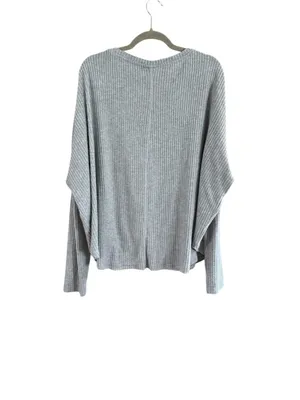 Women's Out From Under Grey Long Sleeve Tie Front Waffle Knit Top Size XL thumbnail 3