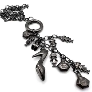 Pardma Paris charm parfum bottle shoes‎ dangle chain necklace gunmetal thumbnail 1