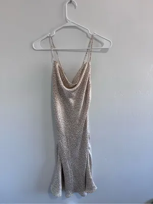Abercrombie & Fitch White Tan Cheetah Print Slip Dress Small thumbnail 2