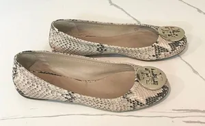 Tory Burch Snakeskin Ballet Flats - Cream and Black thumbnail 5