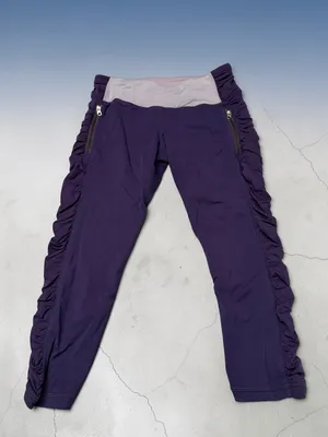 Lululemon Purple Run: In‎ The Sun Crop Ruched Leggings Size 6 thumbnail 2