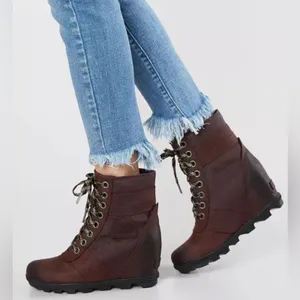 Sorel Arctic Wedge II Waterproof Lace Up Boots Redwood Brown Womens Leather thumbnail 2