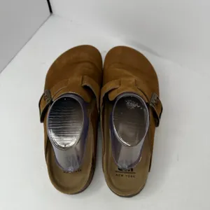 SM New York Brynlee Suede Clog Mules Sz 10 Tan Buckle Boston Style Slip On thumbnail 5