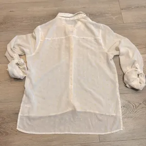 Hollister Top Small Womens Polka Dot Button‎ Down Shirt Sheer *flaws thumbnail 2