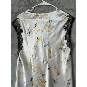Oscar‎ de la Renta Floral Satin Slip Maxi Dress Lace Trim Coquette Cottage XL thumbnail 4