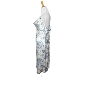 Cider Cowl Neck Blue White Dragonfly Satin Dress Cottagecore Criss Size Large thumbnail 3