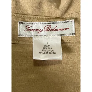 Tommy Bahama Silk Linen Button Front Maxi Shirt Dress Beige Size Large Resort thumbnail 5