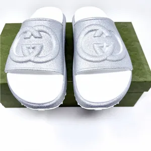 Gucci Interlocking G Platform Slide Silver Glitter thumbnail 9