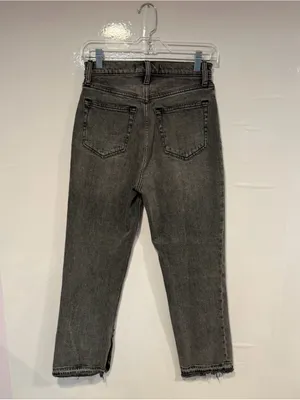 High-Rise Straight Leg Abercrombie and Fitch Curve Love Jeans - Charcoal Gray thumbnail 3