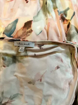 White Birch Pink Floral Faux Wrap Maxi Dress Small Boho Cottagecore thumbnail 3