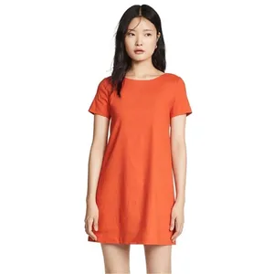 Theory Panel Shift Good Linen Mini Dress in Crunch Size XL Orange Short Sleeve thumbnail 3