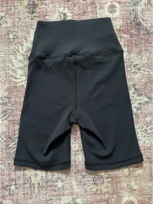 Aerie Ribbed Black Biker Shorts thumbnail 3