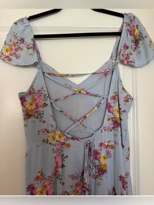 Rewind Light Blue Floral Maxi Dress thumbnail 3