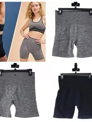 ThirdLove Seamless Bike Shorts Women’s Large Black Gray 2pc Bundle Loungewear thumbnail 2
