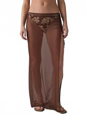 UO Got It Covered Sheer Mesh Maxi Sarong Urban Outfitters Brown S/M thumbnail 5