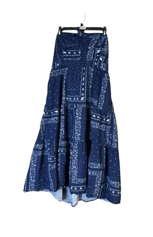 Universal Thread Navy Bandana Print Tiered Strapless Maxi Dress - Size Large thumbnail 2