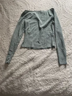 Princess Polly Every Second Boat Neck Long Sleeve Top Green Check thumbnail 7