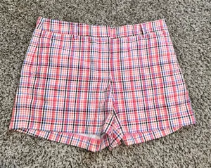 LOFT The Riviera Short Womens 10 Pink Blue Orange Plaid Check‎ Cotton Blend 4in thumbnail 1