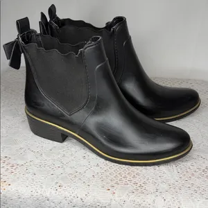 Kate Spade New York Sedgewick Chelsea rain boots gold trim sz 10 thumbnail 2