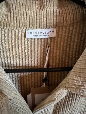 Anthropologie Taupe Corduroy Utility button up shirt jacket  size medium! thumbnail 3