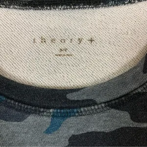 Theory Plus Camo Print Sweatshirt Blue Gray‎ Long Sleeve Crew Neck Cotton Small thumbnail 3