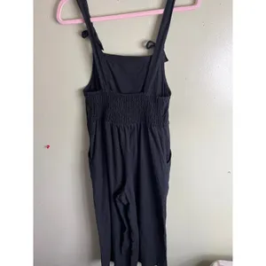 Lucy & Yak Black Linen Blend Jumpsuit Size 2 Wide Leg Cropped Drawstring Waist thumbnail 5