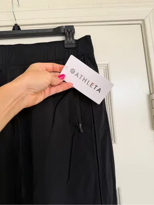 Athleta Pantalon Rise Pants NWT Black Size Small S Windbreaker Water Proof thumbnail 3