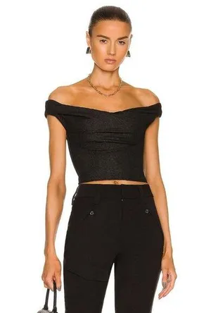 RTA Jewel Off The Shoulder Corset Top Black Womens Size 2 thumbnail 1
