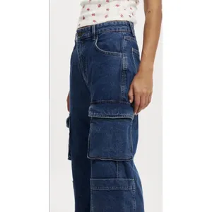 Cotton On Womens Cargo Wide Leg Jeans Nordic Blue High Rise Denim Size 6 NEW thumbnail 2