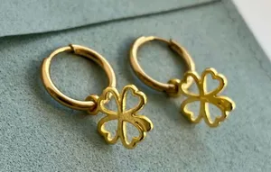 Anthropologie Tarnish resistant clover hoops thumbnail 2