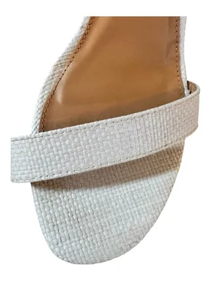 Lorelai Block Heel Sandals Womens 8.5 White Textured Open Toe Ankle Strap thumbnail 4