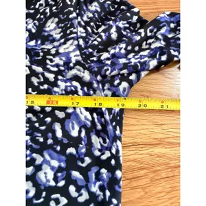 David Emanuel Animal Print Sequin V-Neck Shift Dress Blue Black Size 12 US thumbnail 6