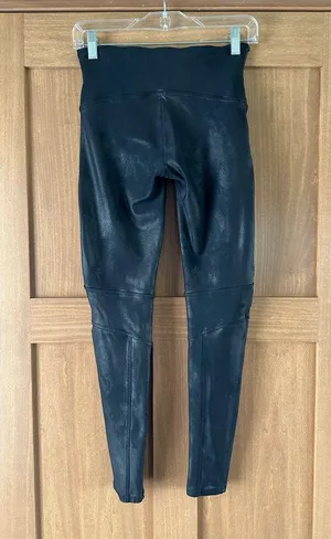Spanx Faux Leather Moto Leggings Very Black Size Large 20136R‎ thumbnail 5