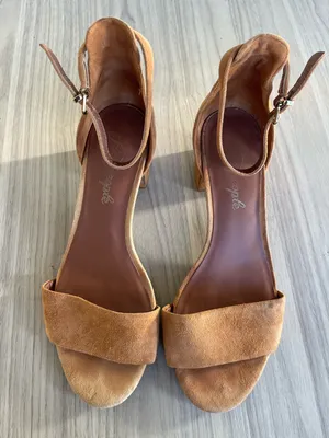 Free People Suede Block Heel Sandals in Cognac thumbnail 2